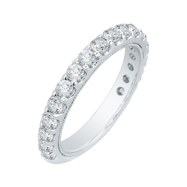 14Kt White Gold Carizza Diamond Wedding Band with 19 Round Prong Set Diamonds 1.06Ct TDW VS1 GHGoes with 100-1197