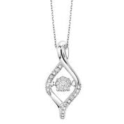 Silver Diamond Rhythm of Love Pendant with 15 Round diamonds .06ct TDW I2 HI