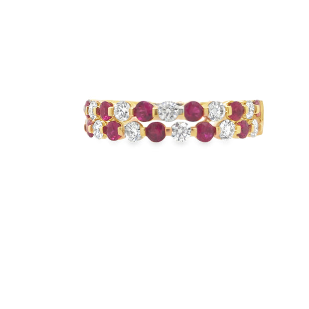 14kt yellow Gold 2 Row Band With 12 Round Diamonds .46tdw G/H SI1 and
