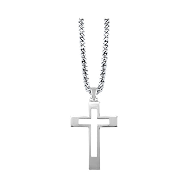 Sterling Silver Open Cross Pendant With 22 Inch Chain