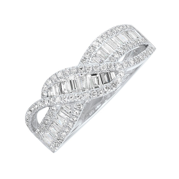 14kt White Gold Diamond Fashion Ring With 114 Baguette and Round Diamo