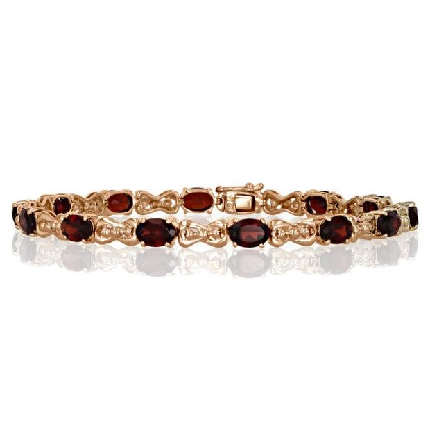 14kt Yellow Gold Bracelet With 14 Oval Garnets 8.00ct and Yellow Gold