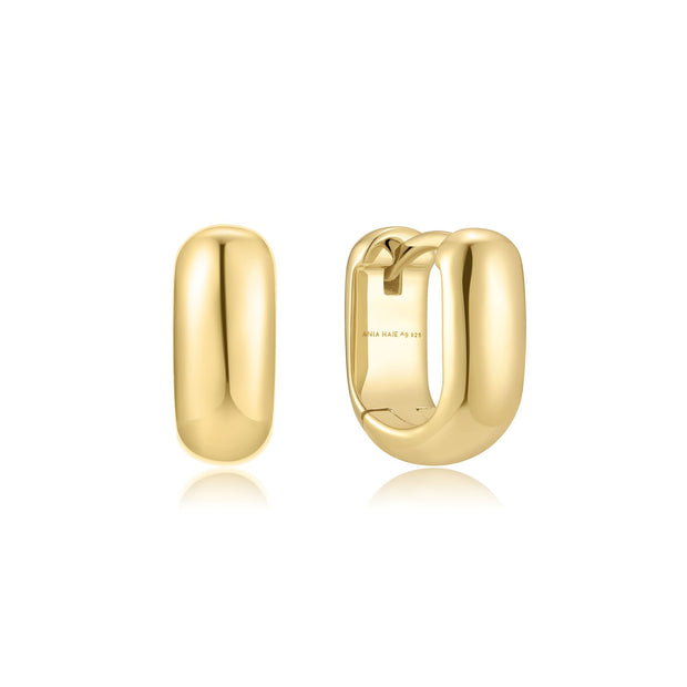 Sterling Silver Yellow Gold Plated Mini U-shaped Huggie Hoop Earrings
