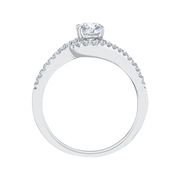 14K White Gold Round Cut Diamond Promise Engagement Ring Mounting With