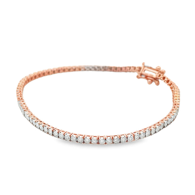 Lady's Rose 14 Karat Diamond Tennis Bracelet Length 7.25 With 83 = 0.5