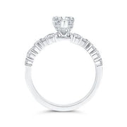 14K White Gold Pear Cut Diamond Engagement Ring Mounting With 17 Diamo