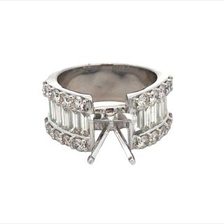 14kt White Gold Mounting With 12 Baguette and 20 Round Diamonds 2.90tdw I SI1