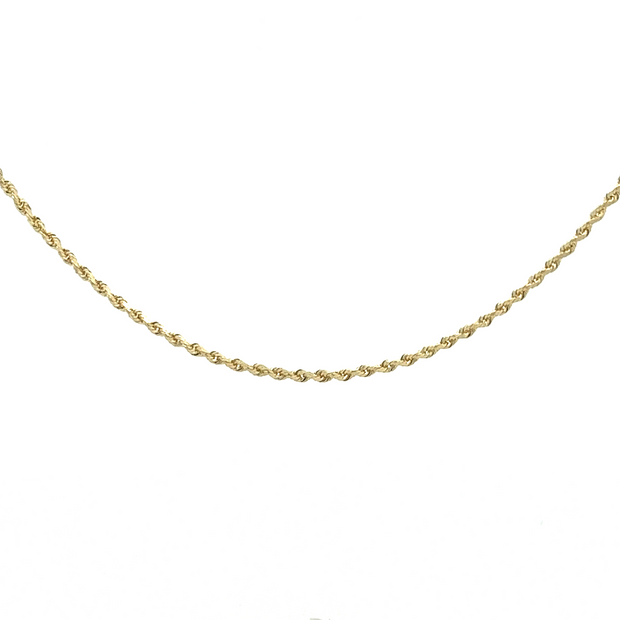 14 Karat Yellow Gold 1.3Mm Wide 36 Inch Long Rope Chain Weighing 7.1 G