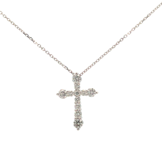 14kt White Gold Cross With 11 Round Diamonds .50tdw
