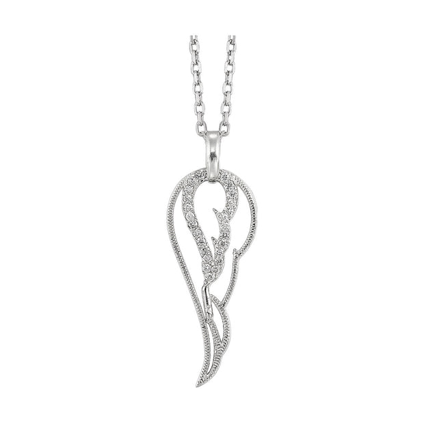 Sterling Silver Wing Pendant With 33 Round Diamonds .10Tdw I/J I1