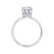 14K White Gold Round Cut Diamond Classic Engagement Ring Mounting With