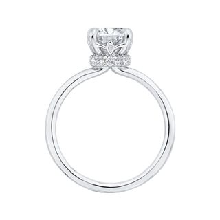 14K White Gold Round Cut Diamond Classic Engagement Ring Mounting With