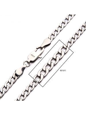 Men's Stainless Steel 4mm Classic Curb Chain Necklace 22 Inches Long