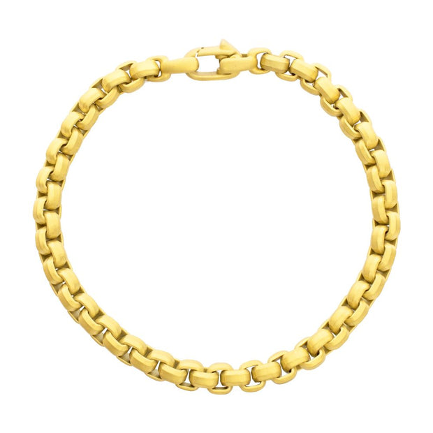 6mm Matte Finish 18Kt Gold IP Stainless Steel Bold Box Chain Bracelet