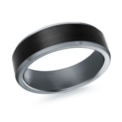 Tantalum Carbon Fiber  Ring With Satin Finish 7mm Size 10.5