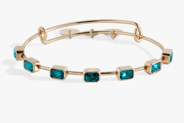 December Birthstone Emerald Cut Crystal Yellow Tone Bangle