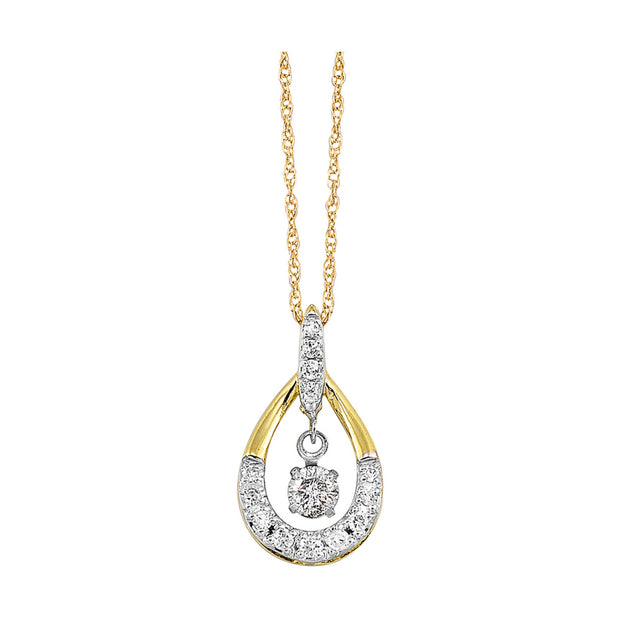 10kt Yellow Gold Pear Shaped Pendant With 14 Round Diamonds I/J I1 .12
