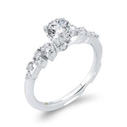 14K White Gold Round Cut Diamond Engagement Ring Mounting With 21 Diam