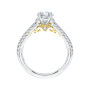 14K Two-Tone Gold Round Cut Diamond Engagement Ring Mounting With 23 D