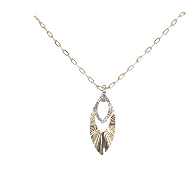 14kt Yellow Gold Refelctive Pendant With 26 Round Diamonds .12tdw H/I