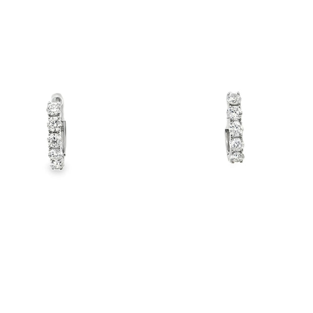 Lady's White 14 Karat Diamond Hoop Earrings With 10 = 1.00Tw Round G/H