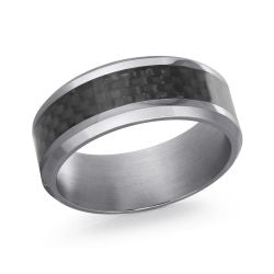 Grey Tantalum Band With Carbon Fiber Center  8mm Size 10