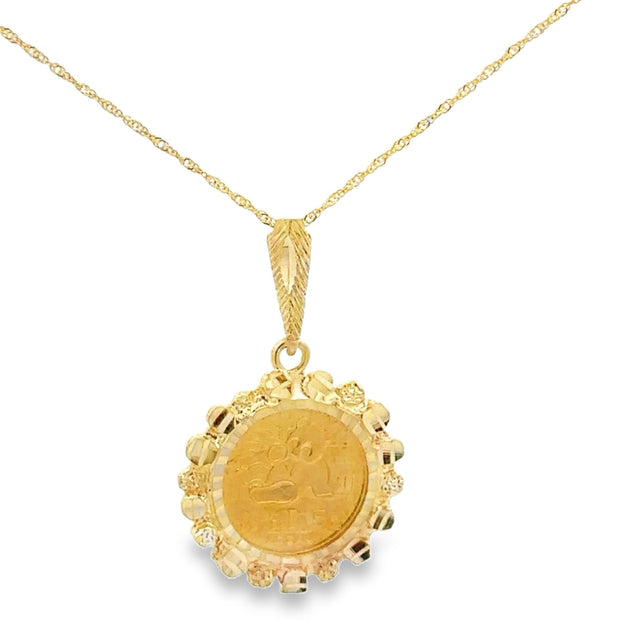 Vintage 14Kt Yellow Gold Necklace 18 Inches Long With A Panda Themed P