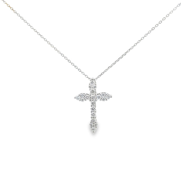 Lady's White 14 Karat Diamond Cross Pendant Length 16 And 18 With 20 =