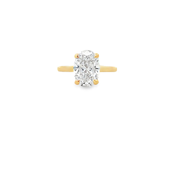 14kt Yellow Gold Ring With 3.07ct E VS1 Oval Lab Grown Diamond IGI Cer