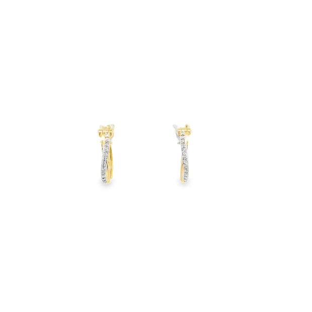 10k Yellow Gold Natural Diamond Hoops With 16 Diamonds At 0.05 tdw