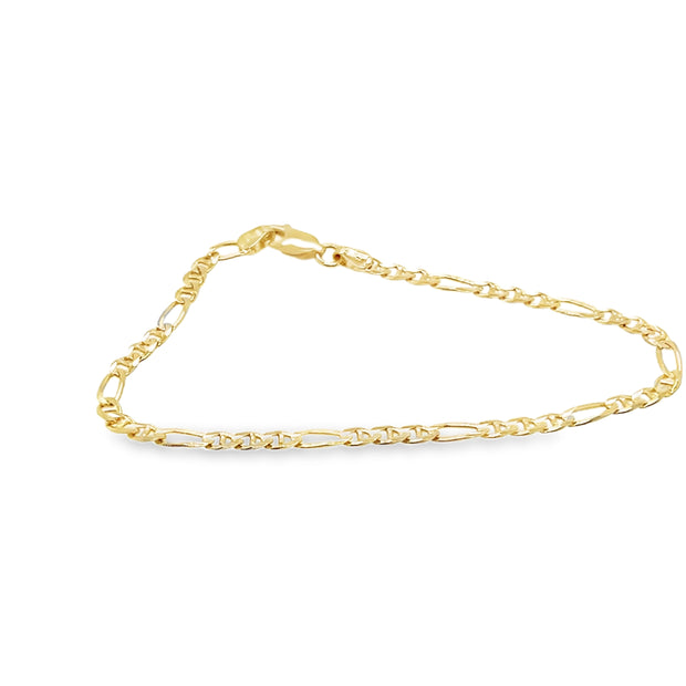 Vintage 14Kt Yellow Gold 3.0Mm Figaro Bracelet Seven Inches Long And W