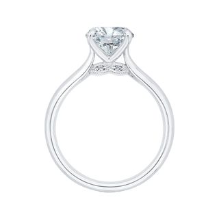 14K White Gold Diamond Engagement Ring Mounting With 4 Diamonds .02 Td