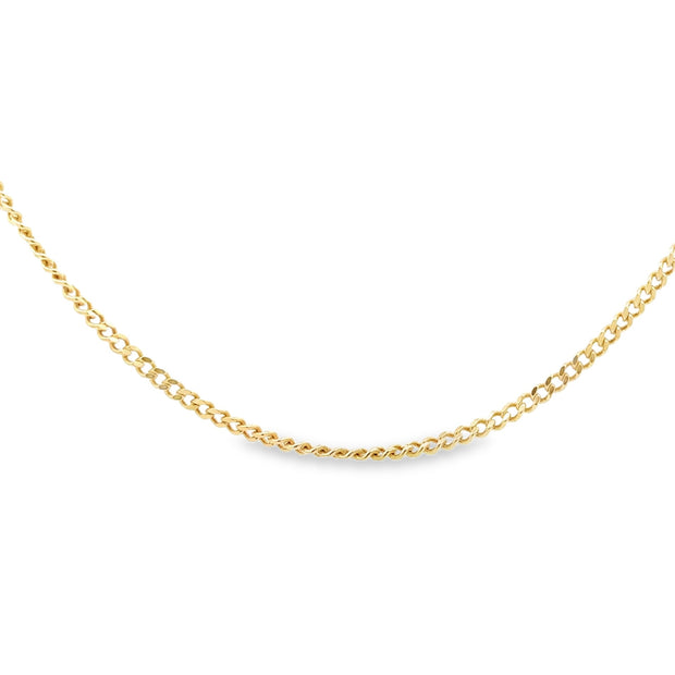 Vintage 14Kt Yellow Gold 2.5Mm Wide Curb Link Chain 22 Inches In Lengt