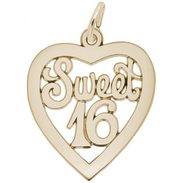 14kt Yellow Gold Sweet 16 Charm