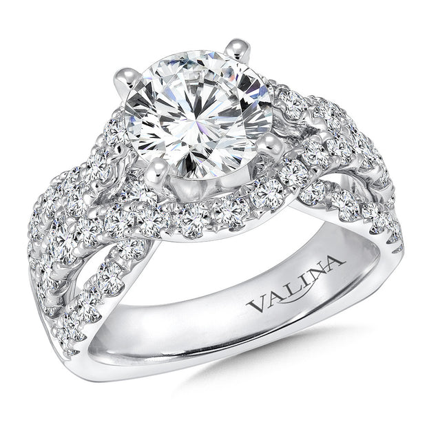 14kt White Gold Ring With 24 Round Diamonds 1.69ct and Round CZ Center