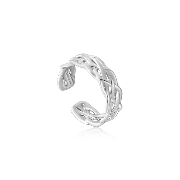 ANIA HAIE ROPES  DREAMS SILVER ROPE WIDE ADJUSTABLE RING