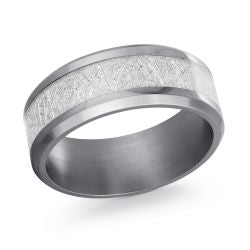 Grey Tantalum Band With Meteorite Center Finish 8mm Size 10.5