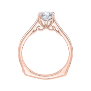 14K Rose Gold Round Cut Diamond Solitaire With Accents Engagement Ring