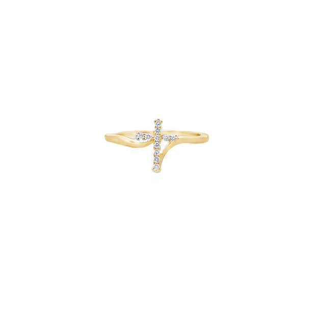 Lady's Yellow 14 Karat Diamond Fashion Ring Size 7 With 11 = 0.09Tw Ro