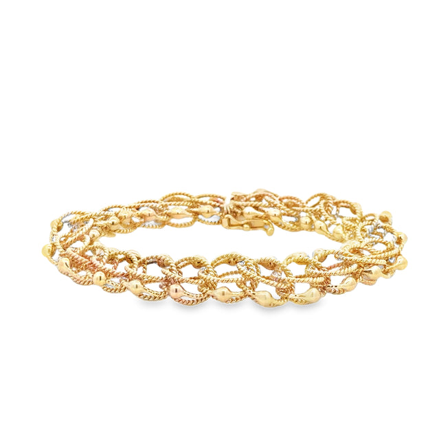 14Kt Yellow Gold Open Link Rope Bracelet = 24.4 Grams. And 7.25 Inches