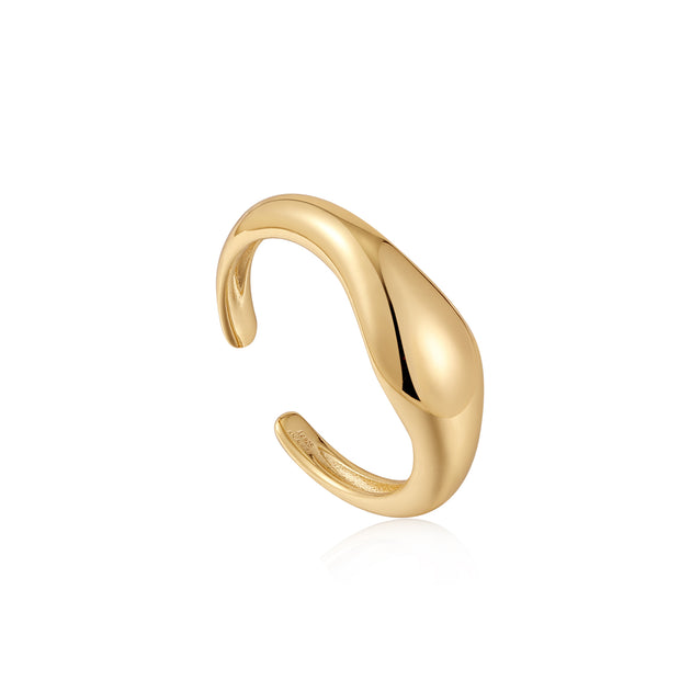Sterling Silver Yellow Gold Plated Wave Adjustable Ring