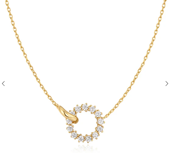 Sterling Silver Yellow Gold Plated Interlinked Circle Pave Necklace