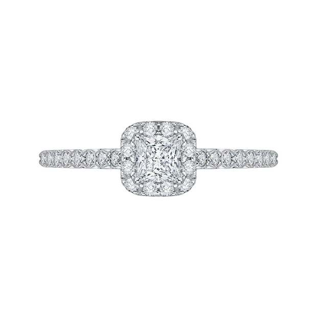 14K White Gold Diamond Engagement Ring With 16 Round Diamonds