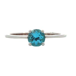 Sterling Silver Birthstone Ring With Round Blue Topaz .66tw
