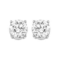 14Kt White Gold Earrings With 2 Round Diamonds Studs Weighing .75Ct Td
