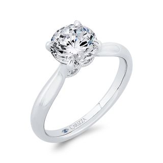 14K White Gold Diamond Engagement Ring Mounting With 4 Diamonds .02 Td