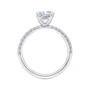 14Kt White Gold Carizza Engagement Ring Set With Round Cz Center And 1