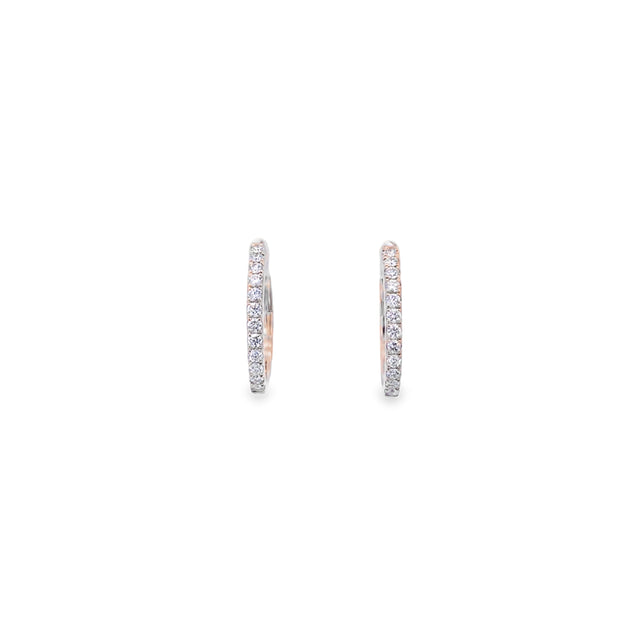 14kt Yellow Gold Hoop Earrings With 24 Round Diamonds .60tdw H SI2