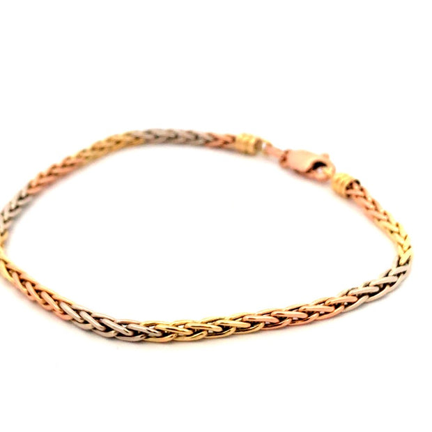 Vintage 18 Karat Tri Color Yellow, White And Rose Gold Alternating Col