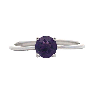 Sterling Silver Birthstone Ring With 1 Round Amethyst .47tw